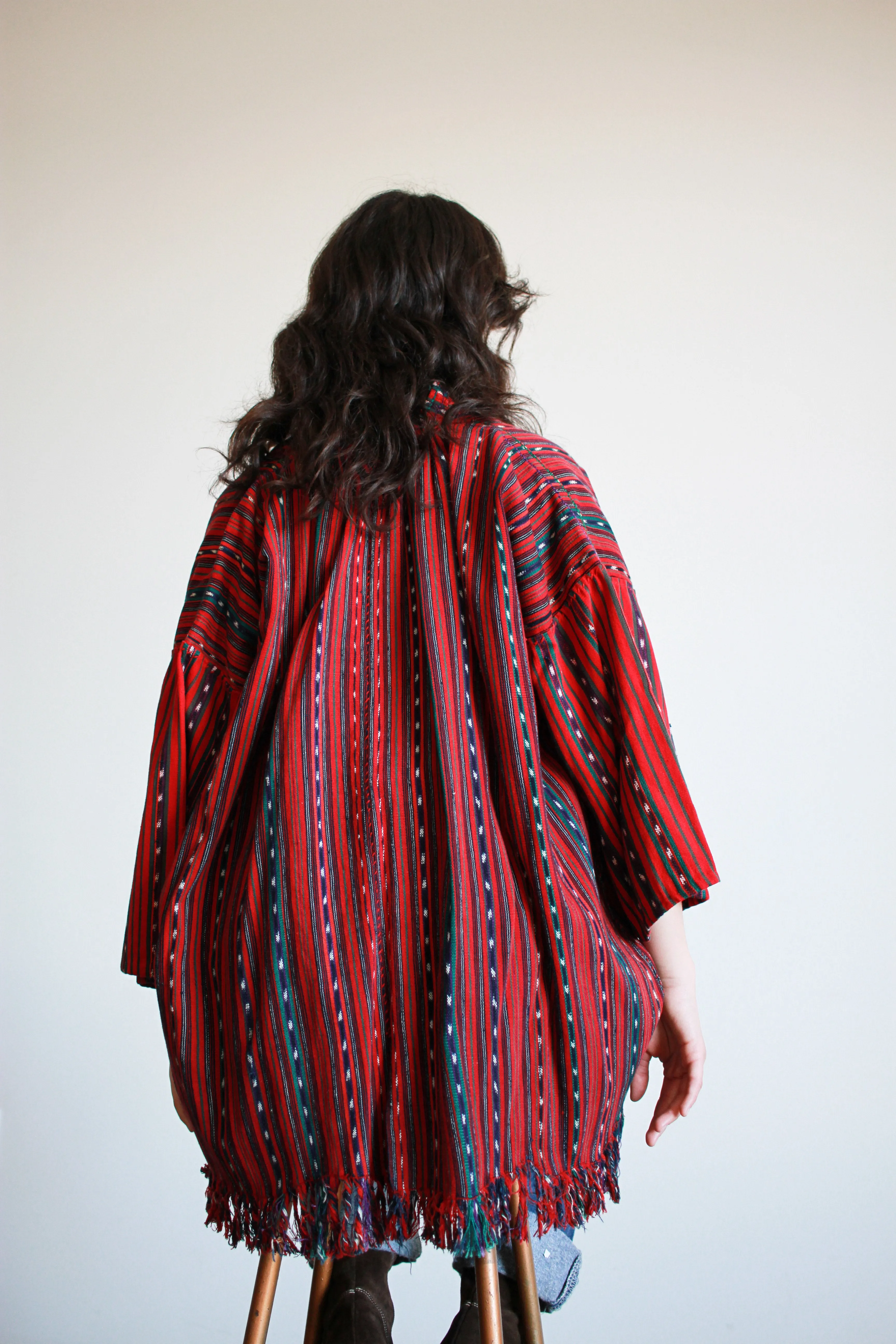 1970s Guatamalan Woven Cotton Embroidered Tunic