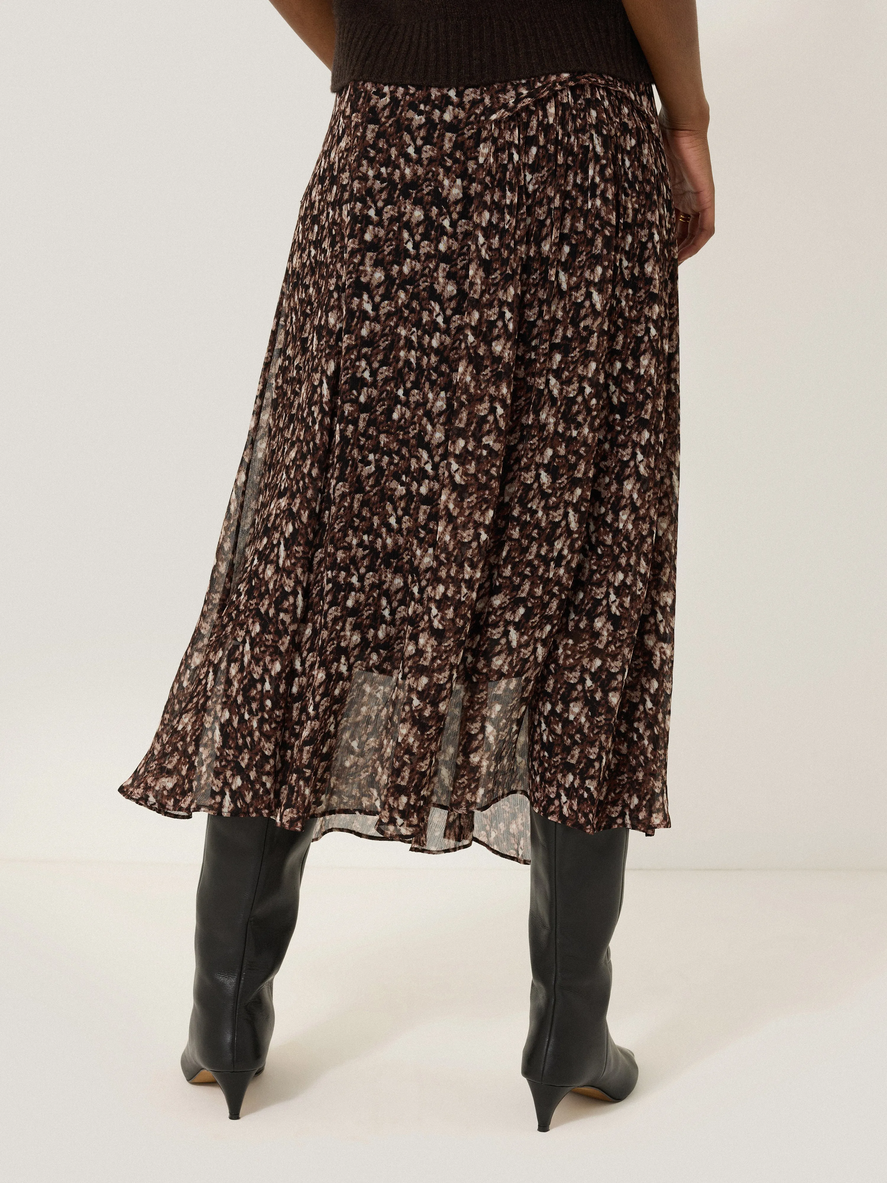 Abstract Leopard Midi Skirt | Brown