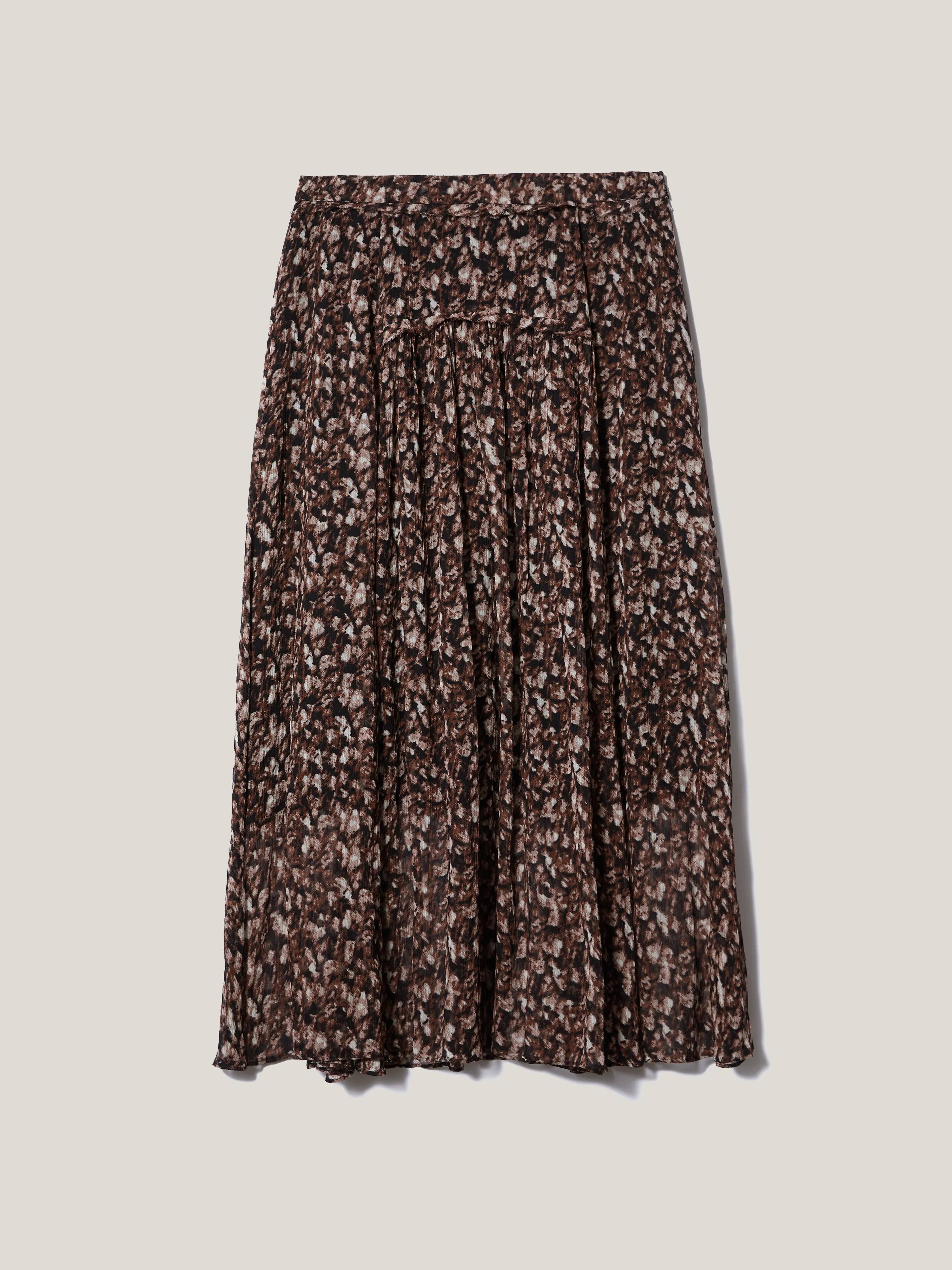 Abstract Leopard Midi Skirt | Brown