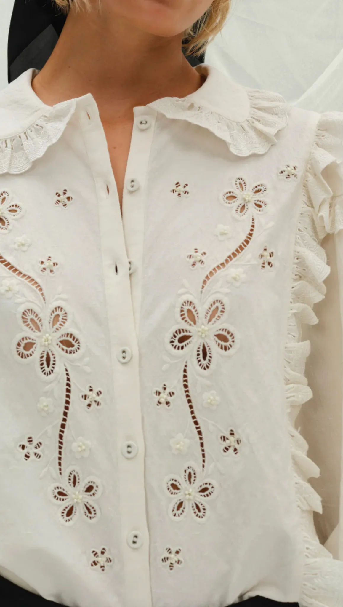 Adelie Embroidered Top - White