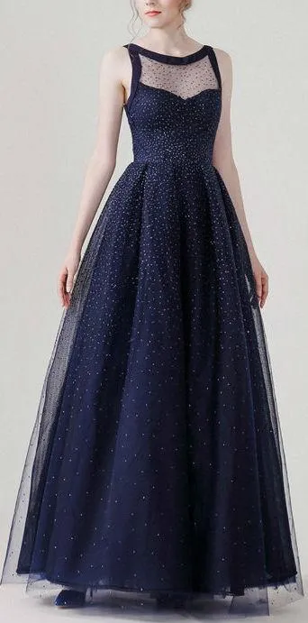 Beaded Sleeveless Layered Gown