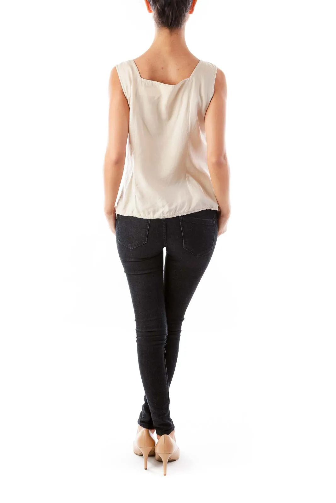 Beige Embroidered Top