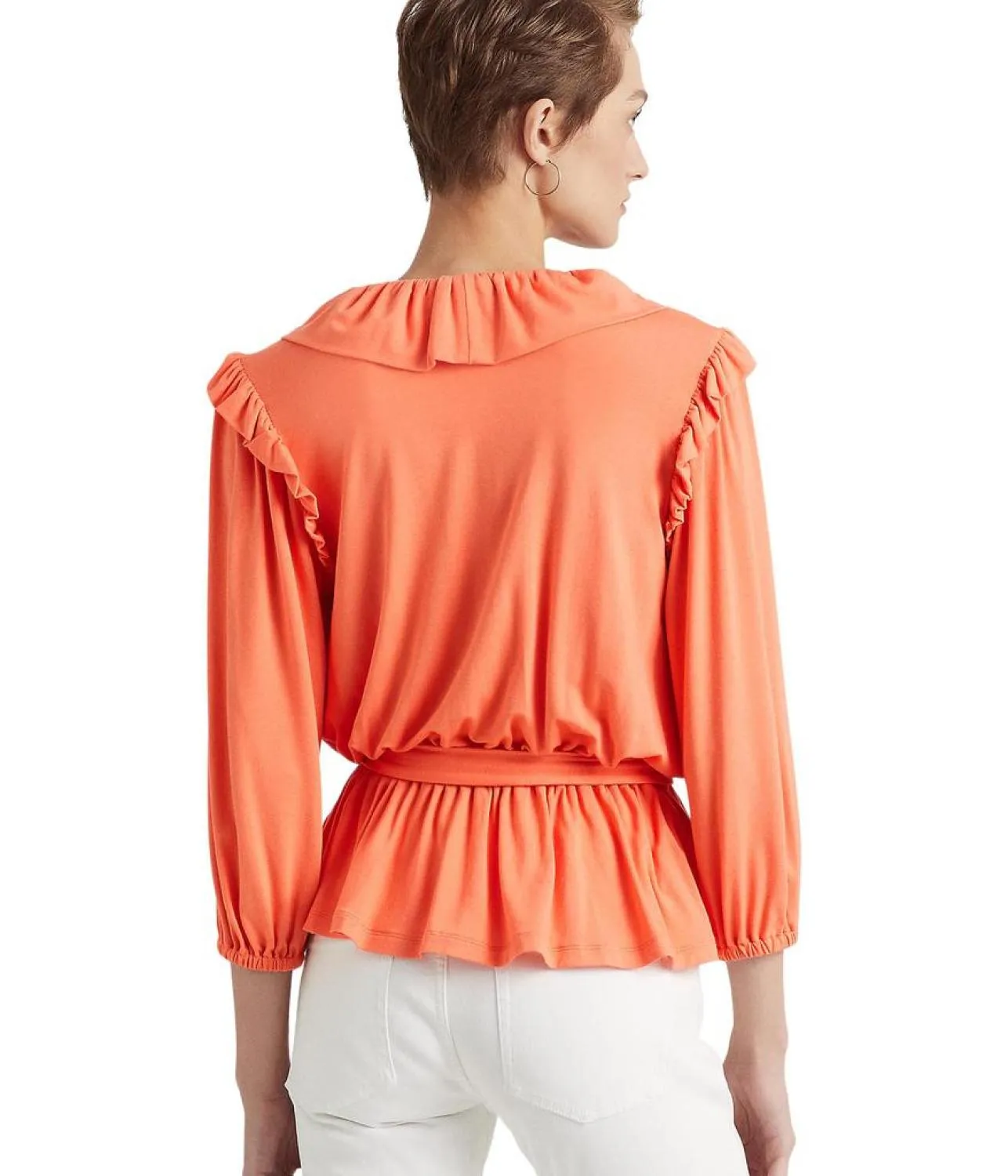 Belted Jersey Peplum Top