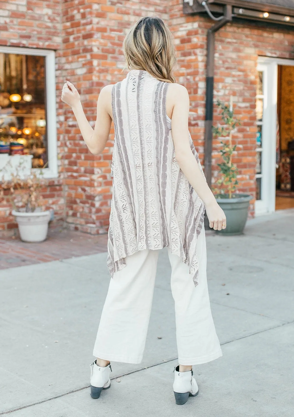 Boho Striped Knit Sweater Vest