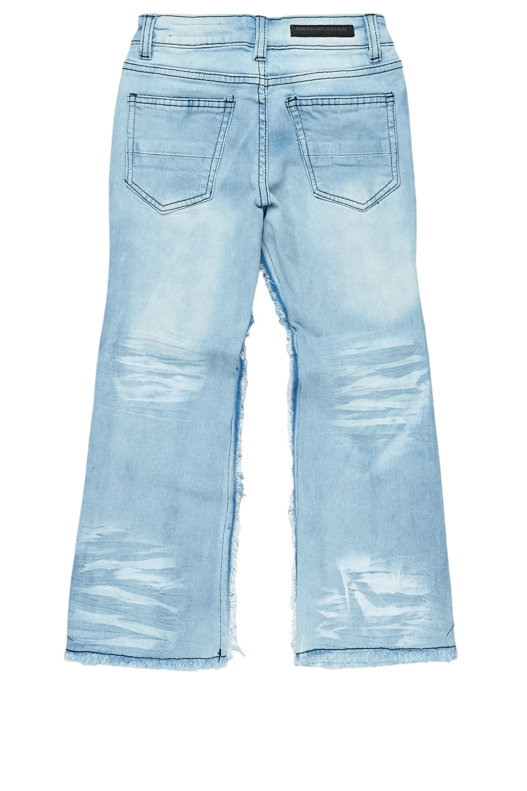 Boys Helios Blue Patchwork Stacked Flare Jean