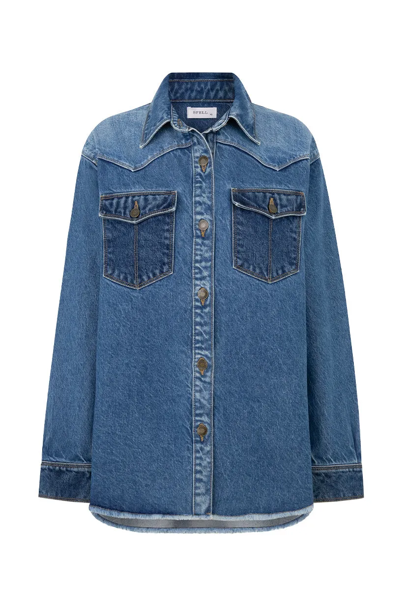 Daisy Patchwork Denim Shirt