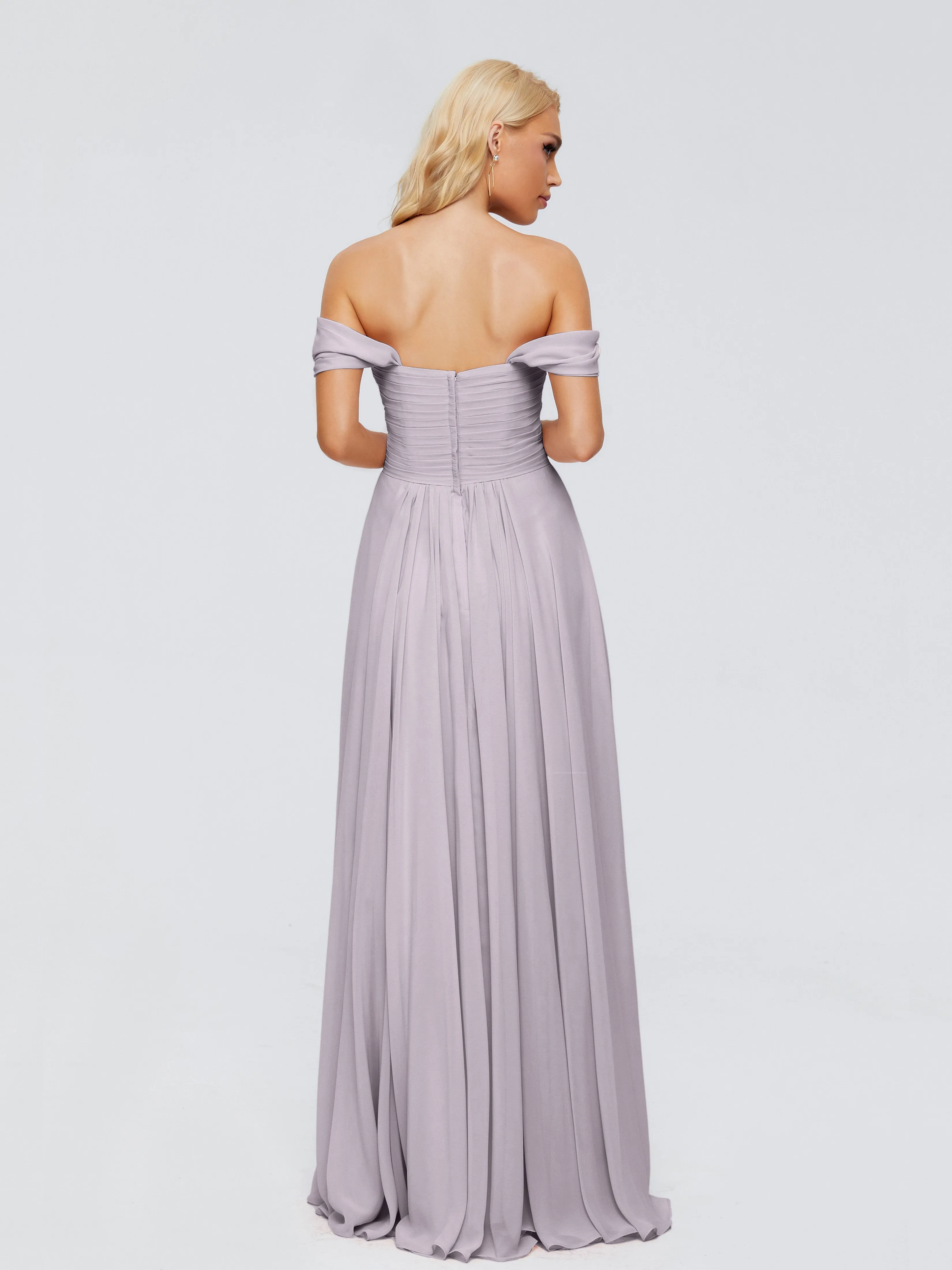 Dusk Color Bridesmaid Dress Trinity Gorgeous Off The Shoulder Long Chiffon Bridesmaid Dresses