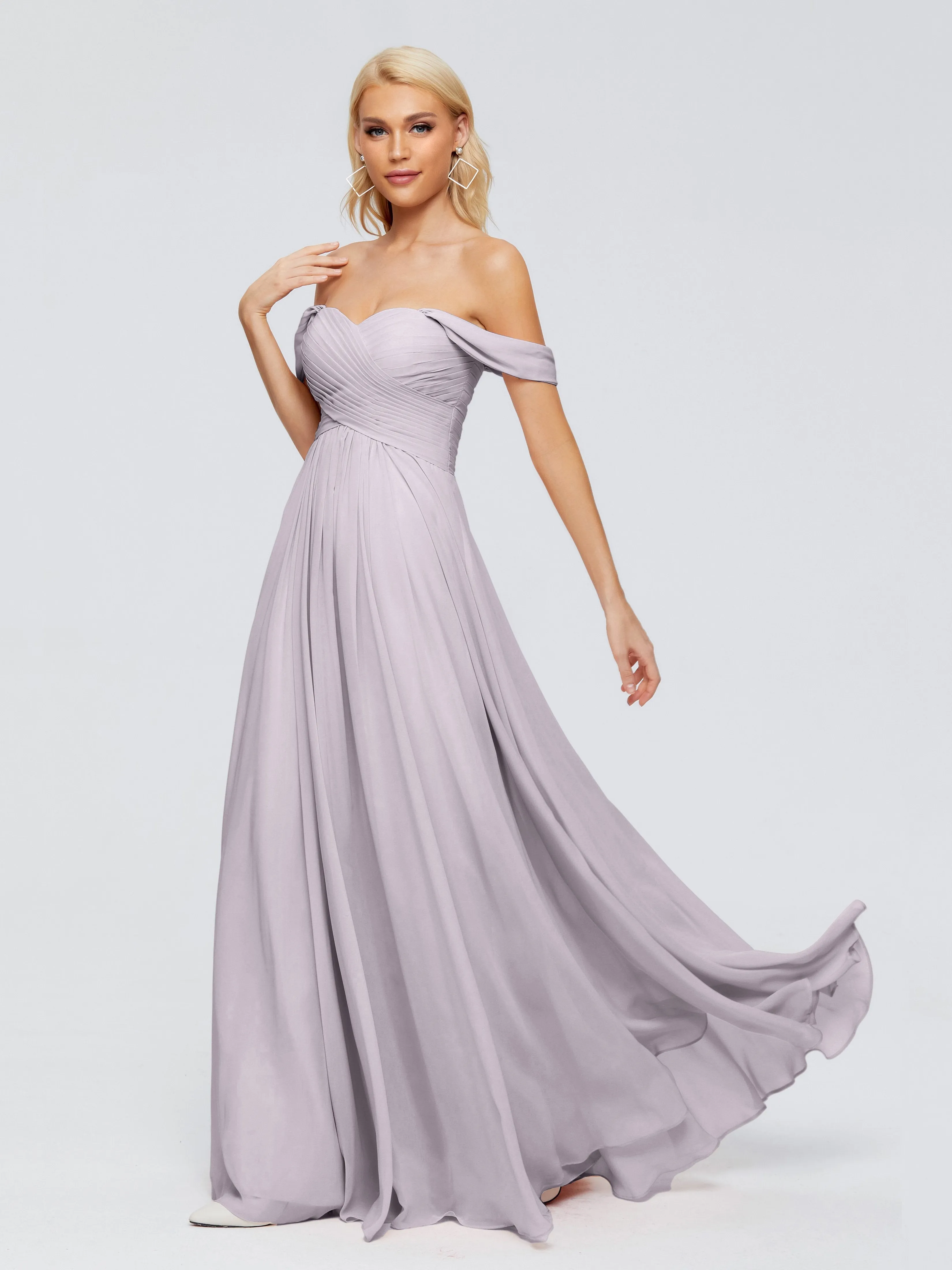 Dusk Color Bridesmaid Dress Trinity Gorgeous Off The Shoulder Long Chiffon Bridesmaid Dresses