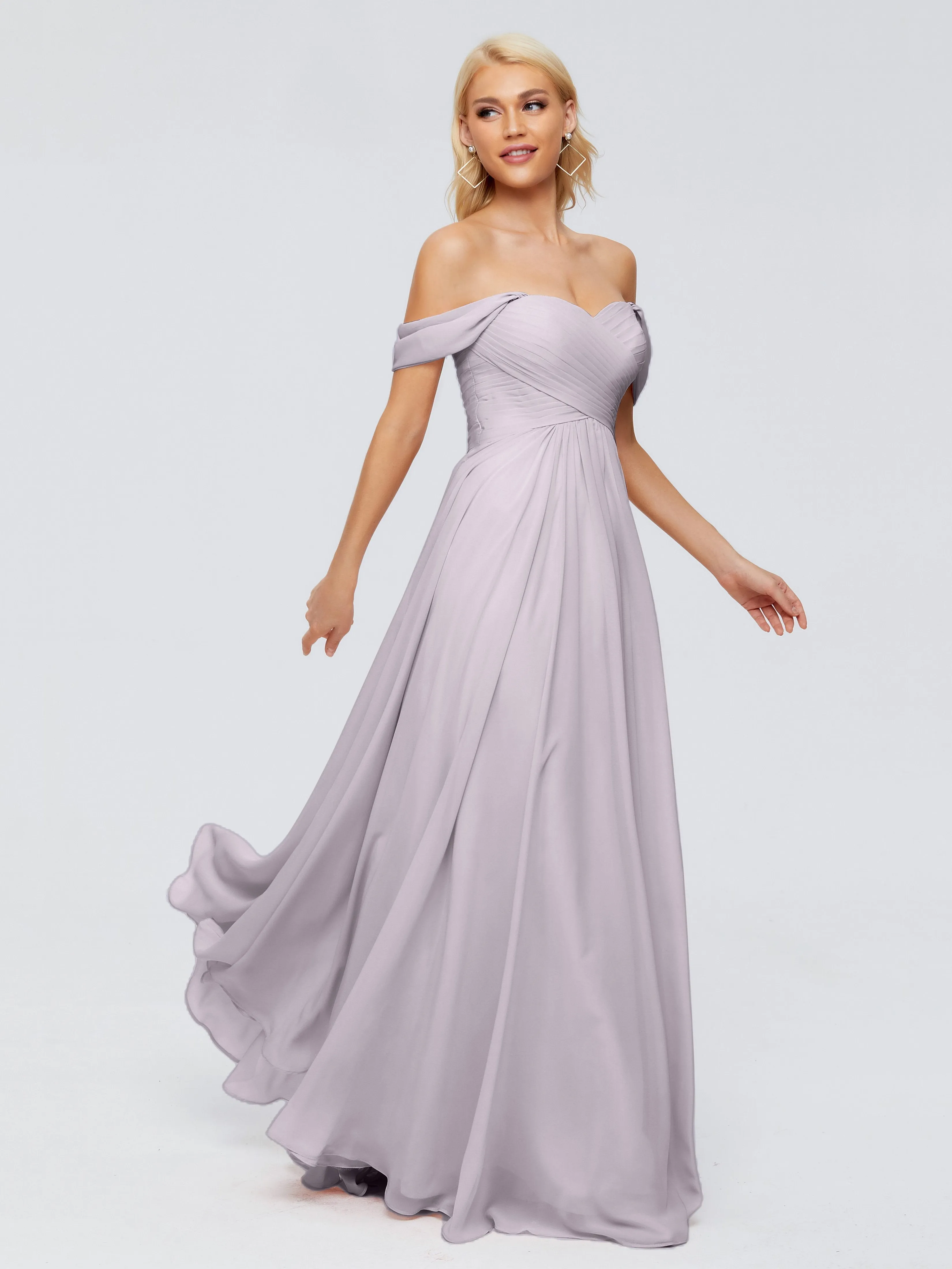 Dusk Color Bridesmaid Dress Trinity Gorgeous Off The Shoulder Long Chiffon Bridesmaid Dresses