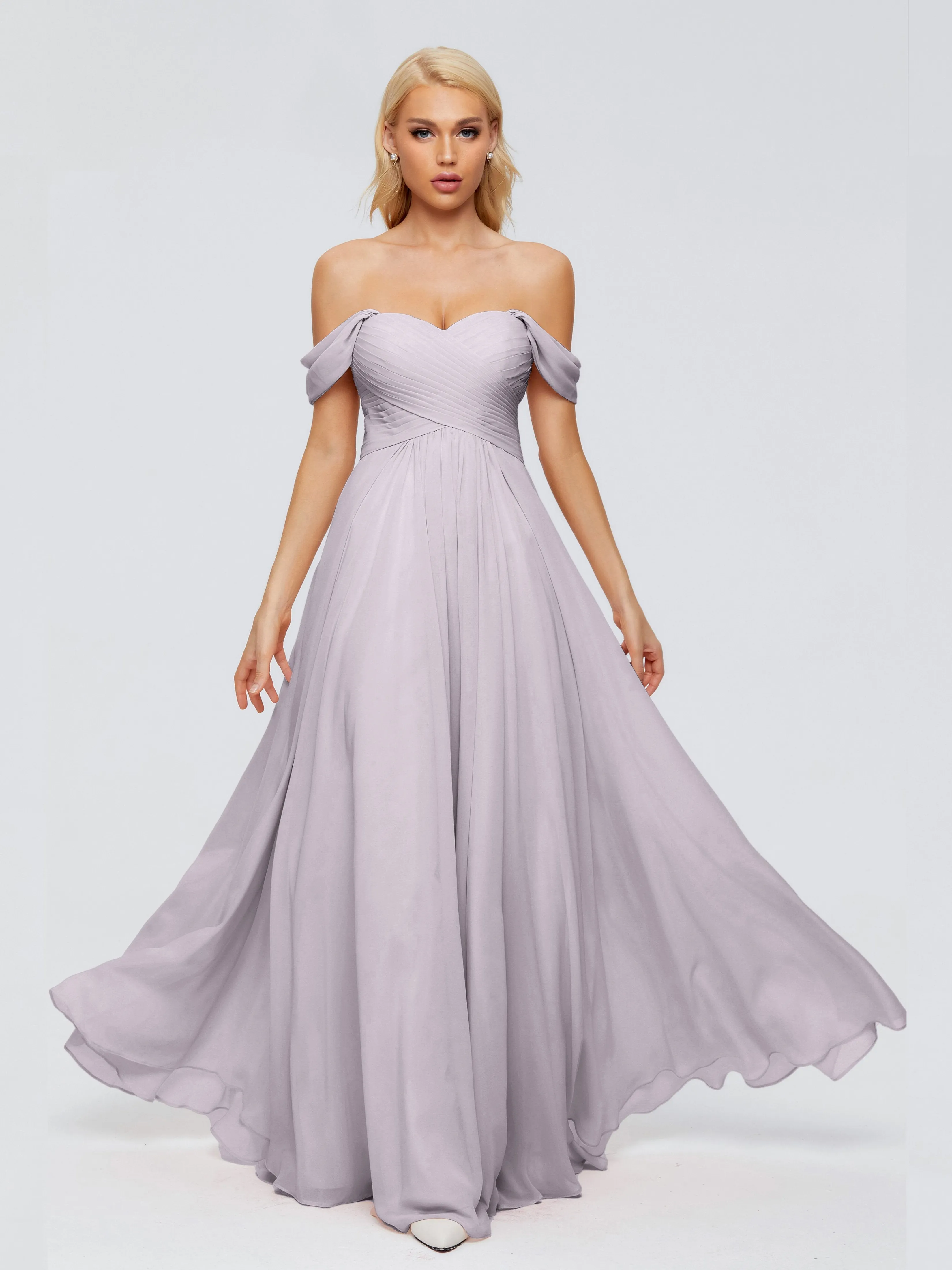 Dusk Color Bridesmaid Dress Trinity Gorgeous Off The Shoulder Long Chiffon Bridesmaid Dresses