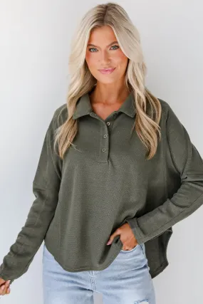 Ella Olive Collared Top - DOORBUSTER