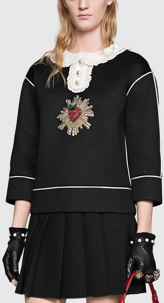 Embroidered Bonded Cotton Jersey Sweatshirt