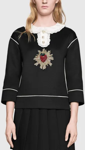 Embroidered Bonded Cotton Jersey Sweatshirt