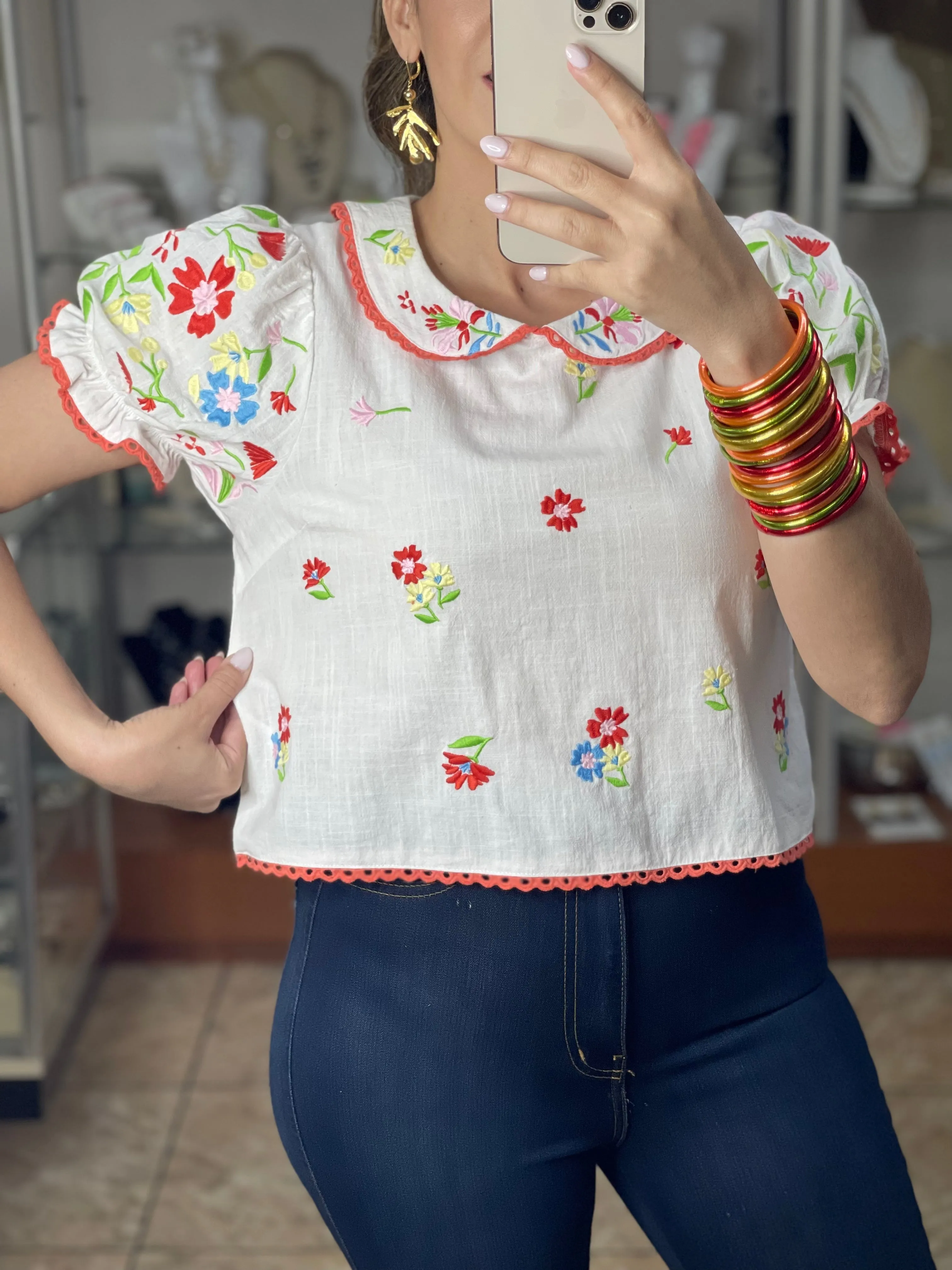 Embroidered Crop Top