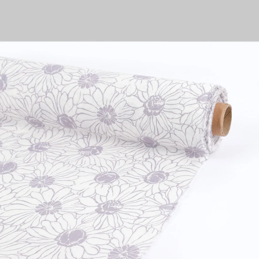 Gerbera Print Linen - Lilac Smoke