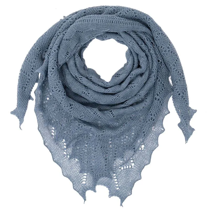 G.H.Hurt & Son Classic Shetland Style Merino Wool Shawl - Slate Blue