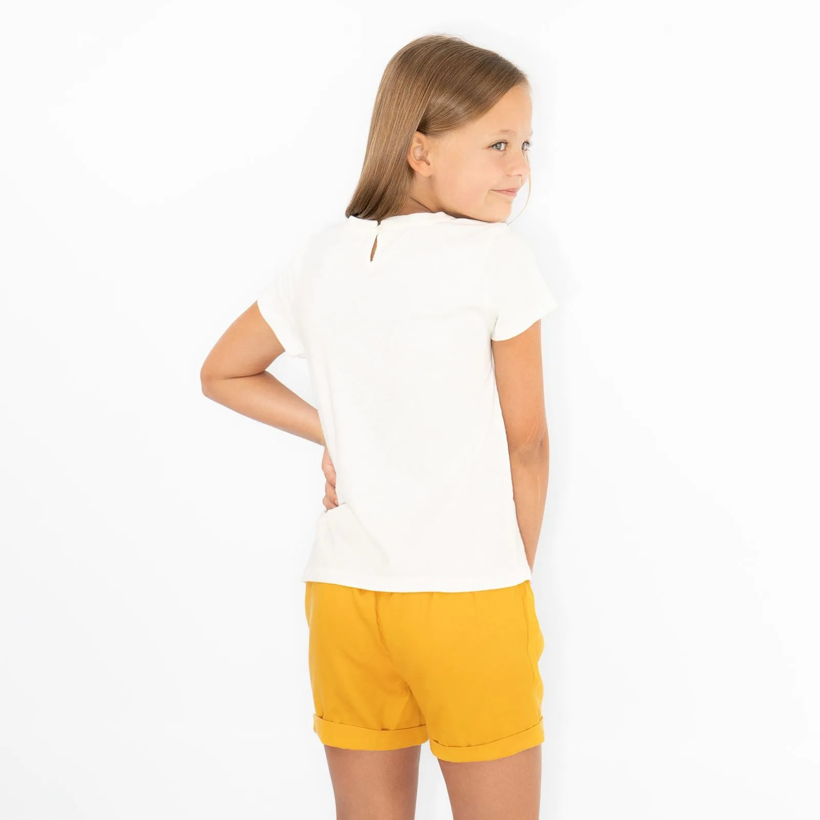 Girls Ivory T-Shirt Summer Sunflower Embroidered Tops