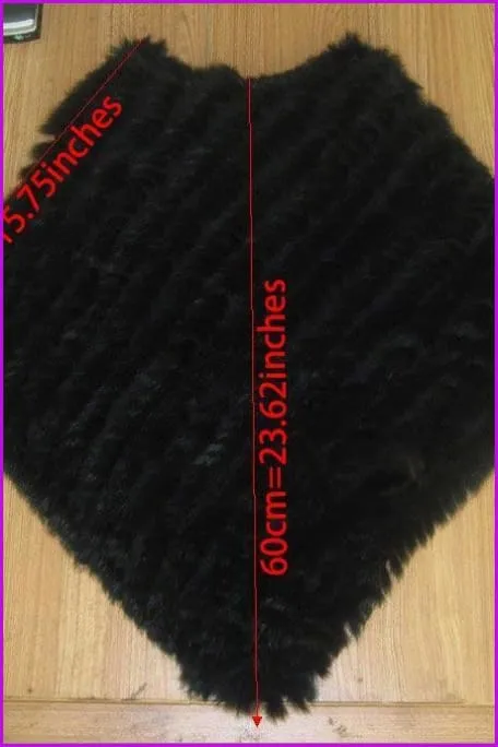 Handmade Knitted Rabbit Fur Poncho