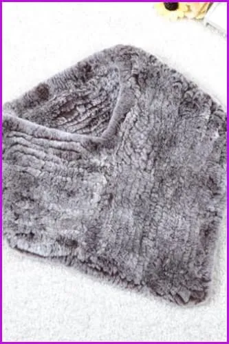 Handmade Knitted Rabbit Fur Scarf