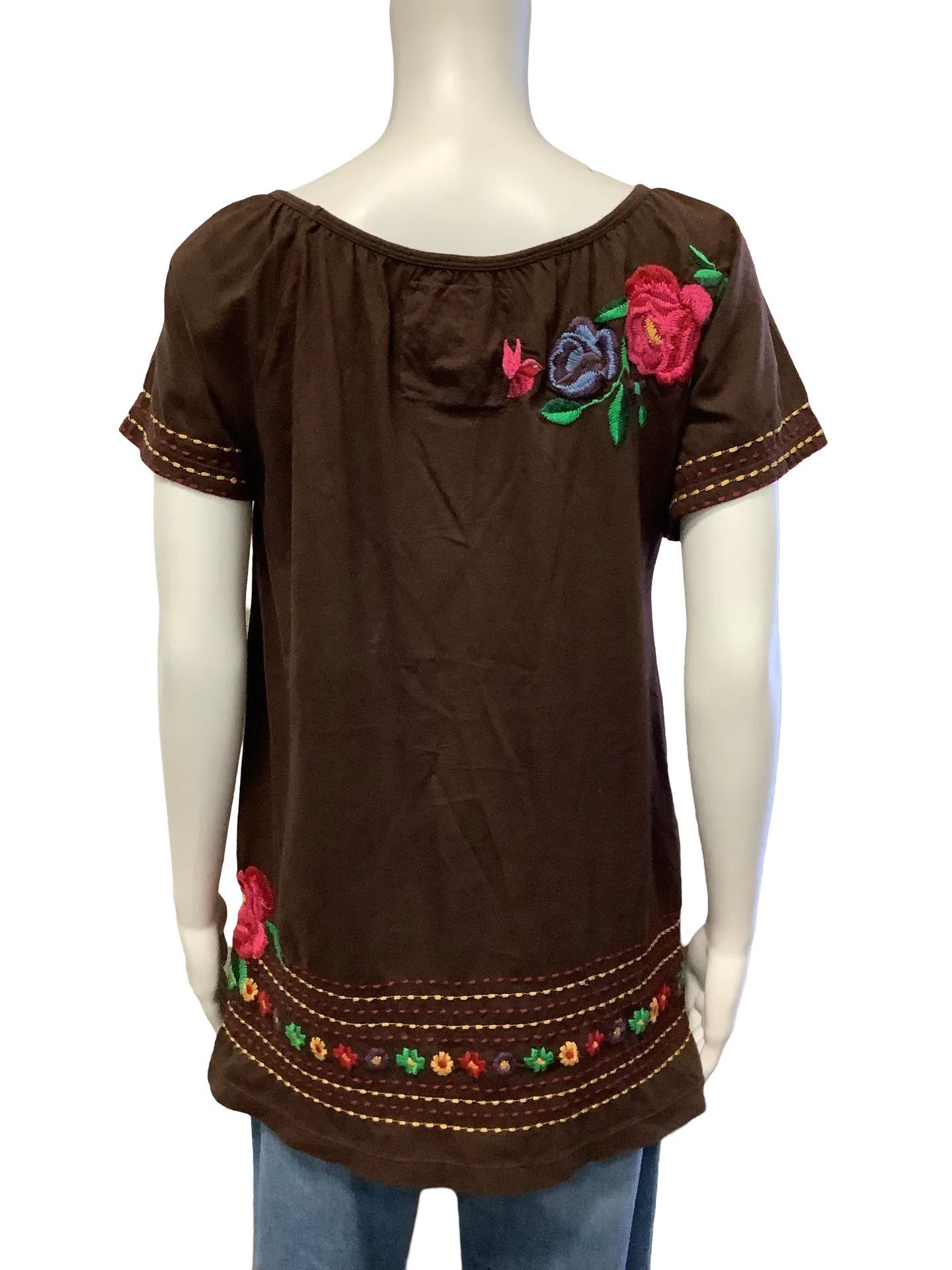 Johnny Was Los Angeles Joy Love Light V Neck Top Neutral Size: S