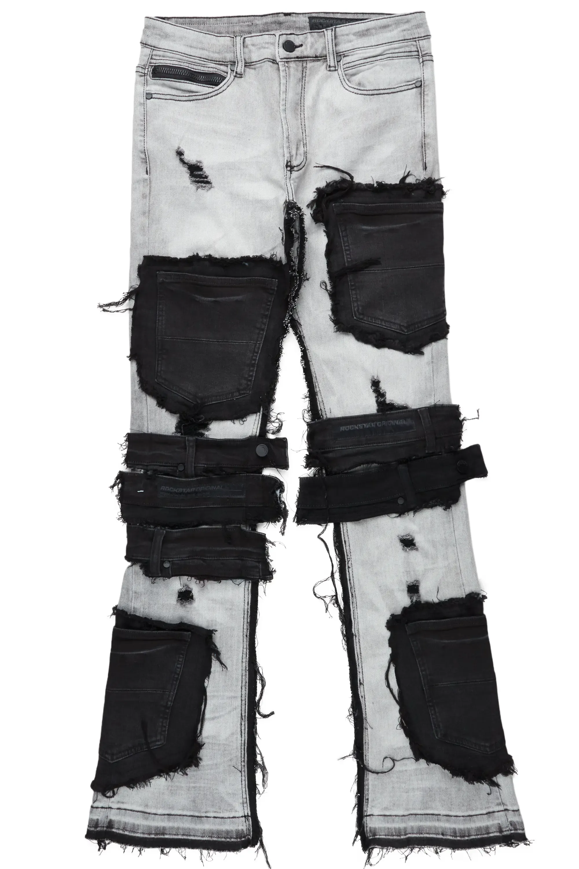 Kurt Grey/Black Patchwork Stacked Flare Jean