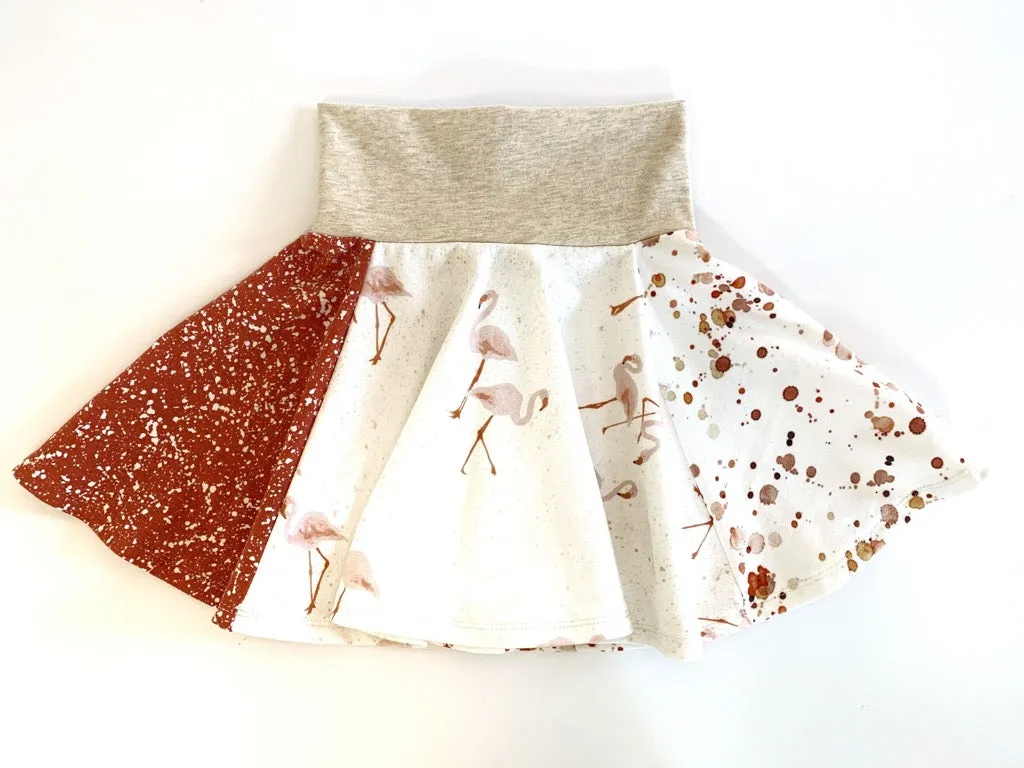 LAST ONE * Earthy Flamingos Doll Skirt