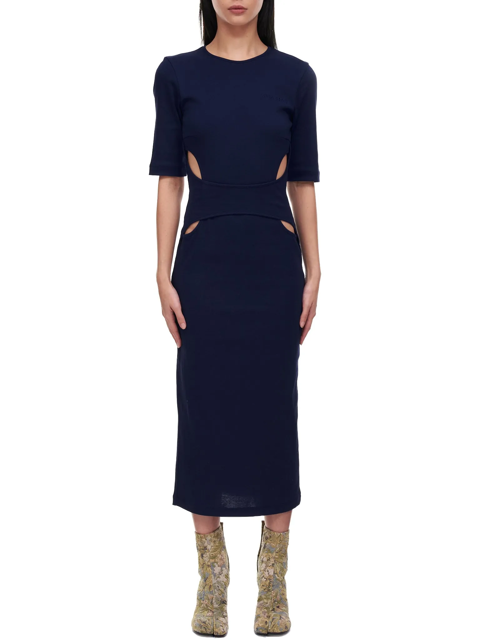 Layered Bodycon Cutout Dress (22PJRO009CO1001-NAVY-BLUE)