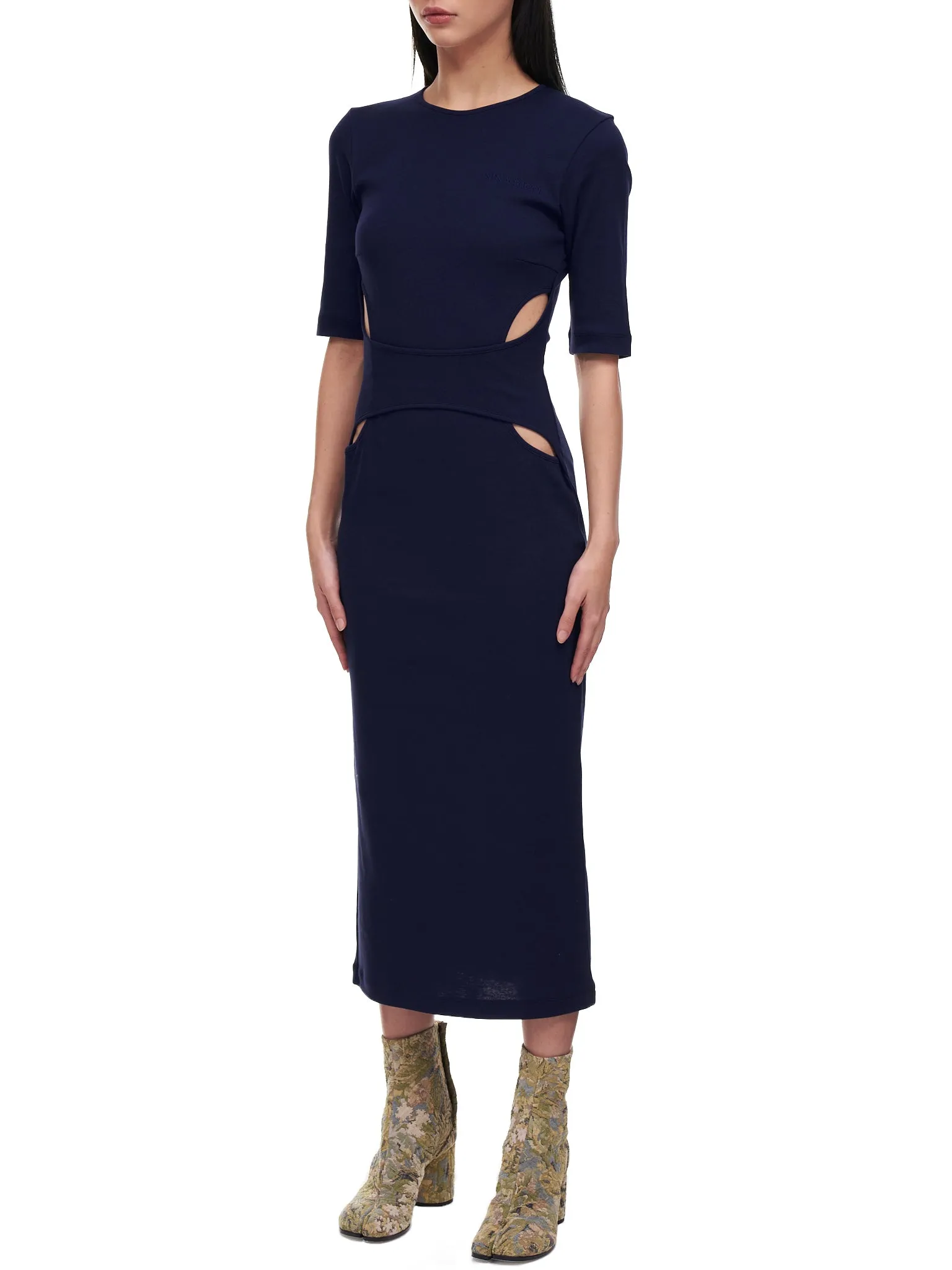 Layered Bodycon Cutout Dress (22PJRO009CO1001-NAVY-BLUE)