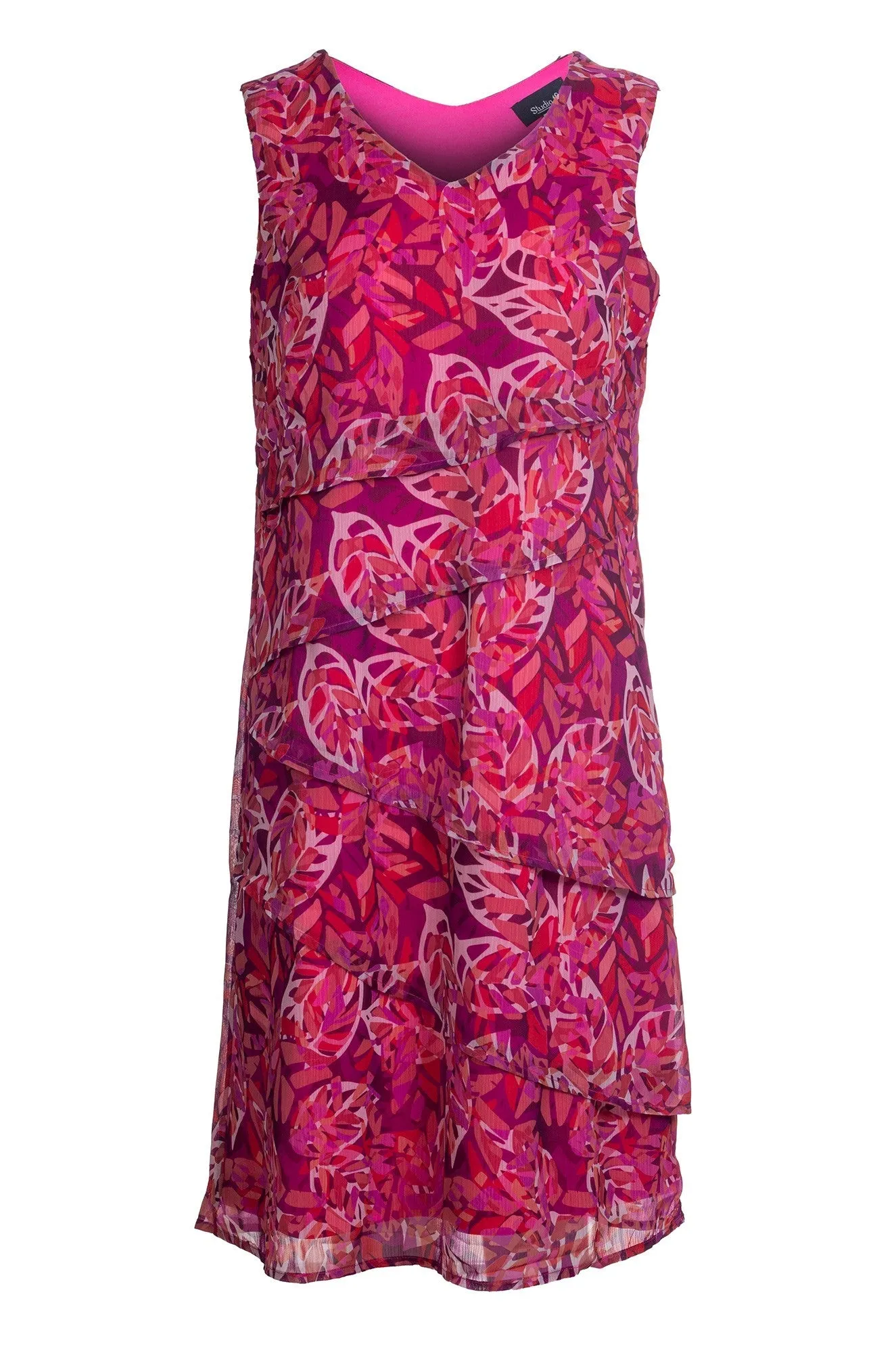 Layered panel V neck Dress | CERISE LEAF | 8559A1