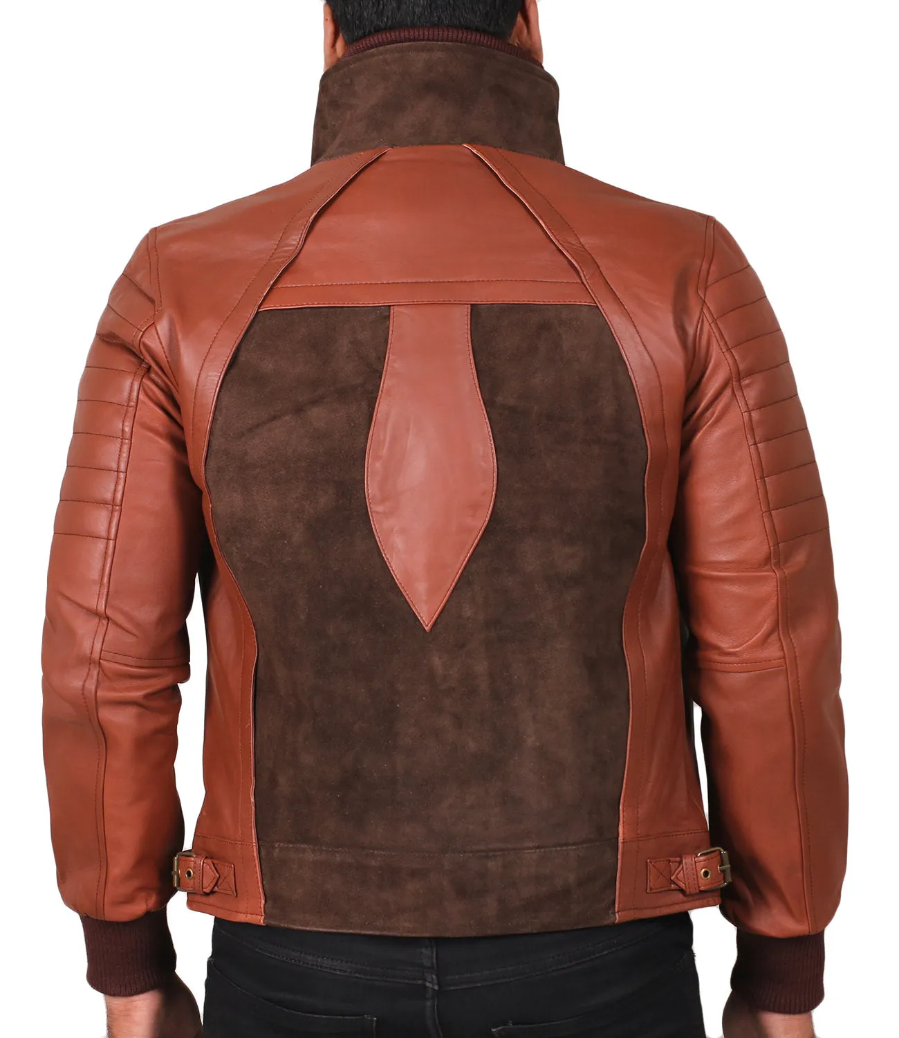 Leather Jackets Hub Mens Genuine Cow Suede Leather Jacket (Suede-Tan, Fencing Jacket) - 1501766