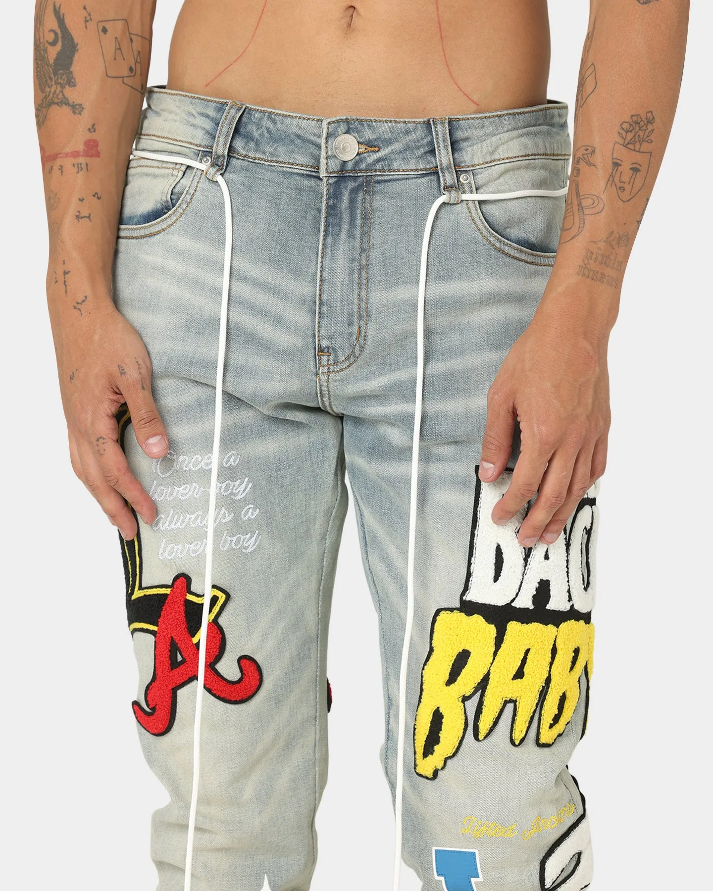 Lifted Anchors Boulevard Puff Print Jeans Blue Wash