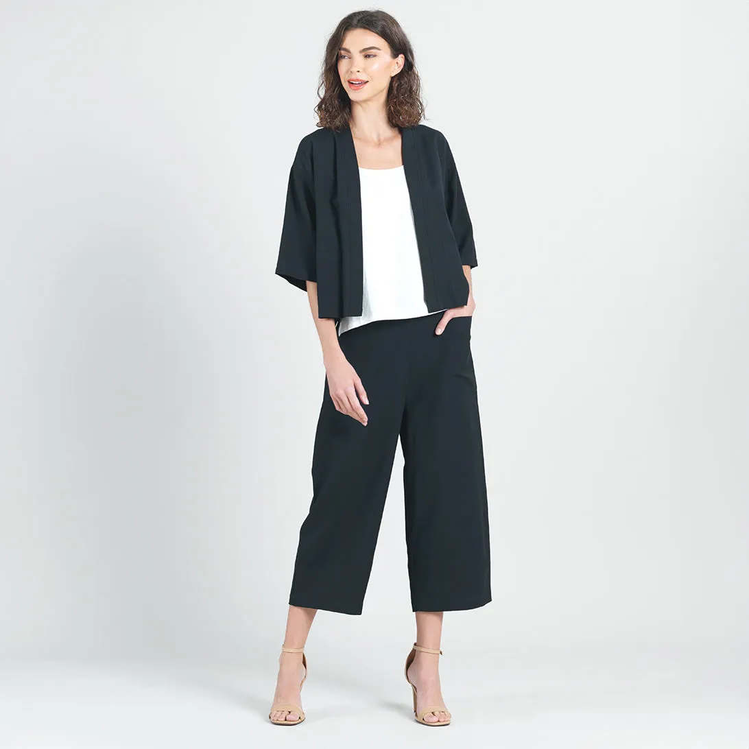 Linen Knit - Front Pocket Low Drop Cropped Pant - Black - Final Sale!