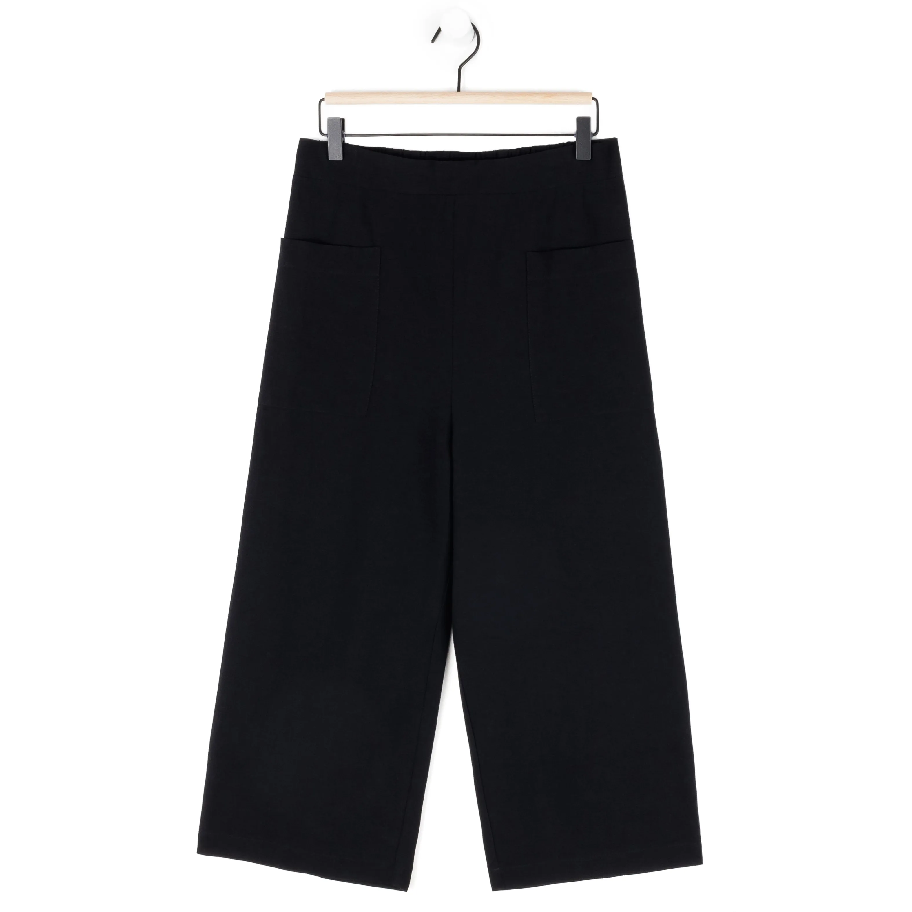 Linen Knit - Front Pocket Low Drop Cropped Pant - Black - Final Sale!