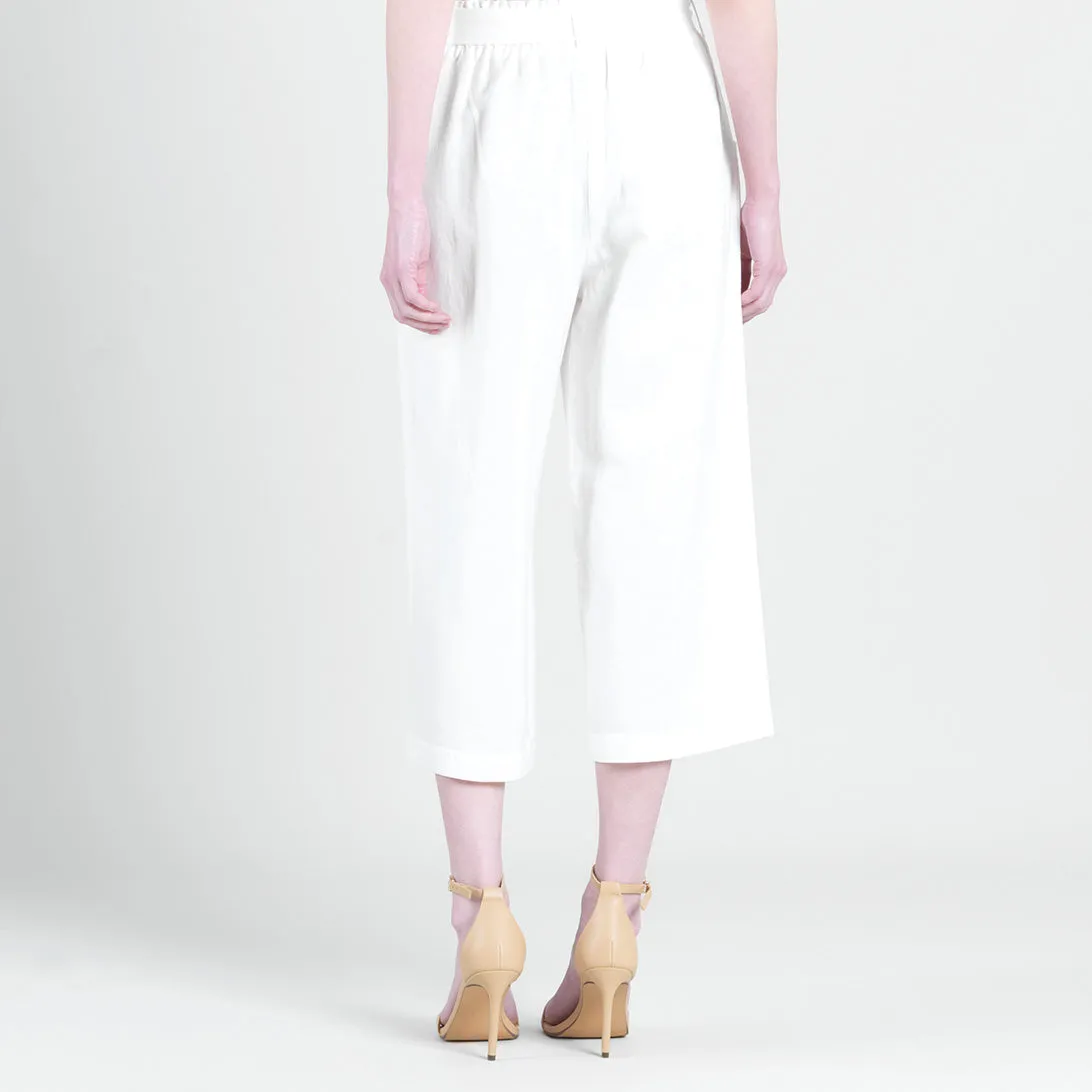 Linen Knit - Tie Waist Cropped Pant - Ivory - Final Sale!