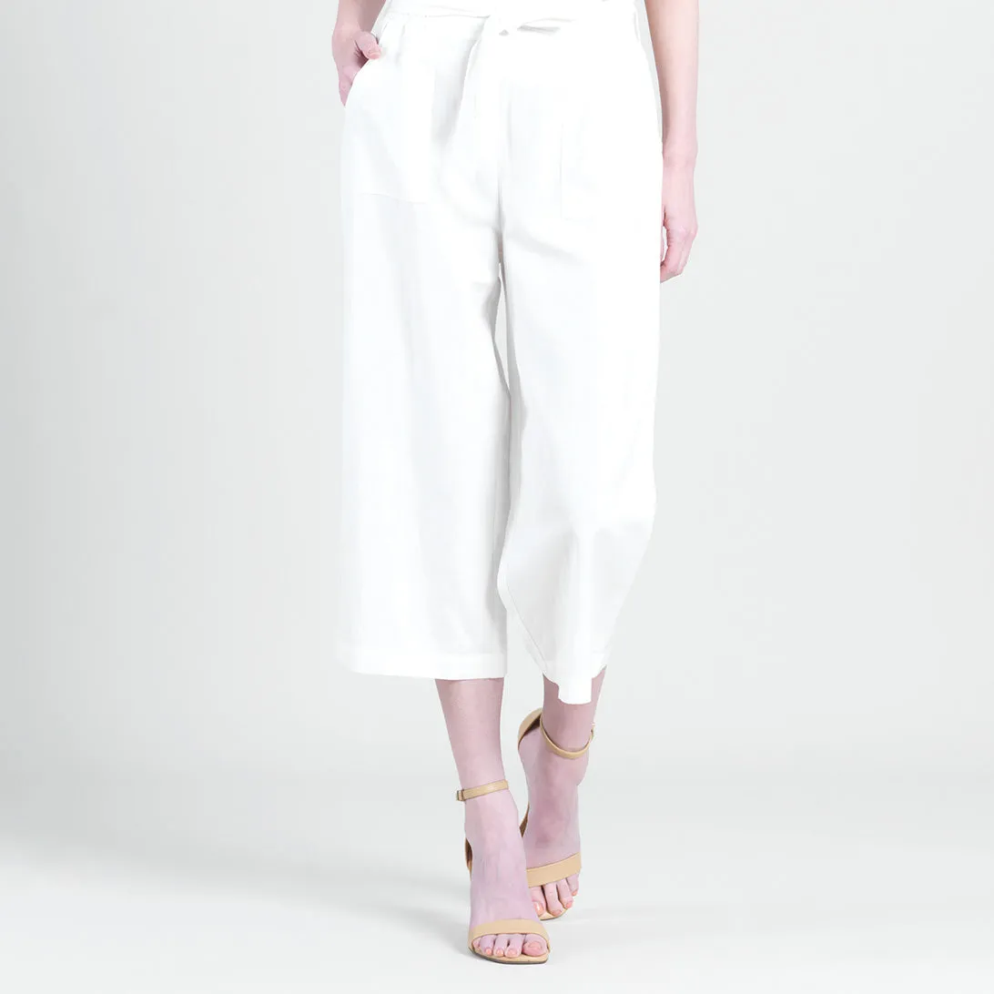 Linen Knit - Tie Waist Cropped Pant - Ivory - Final Sale!