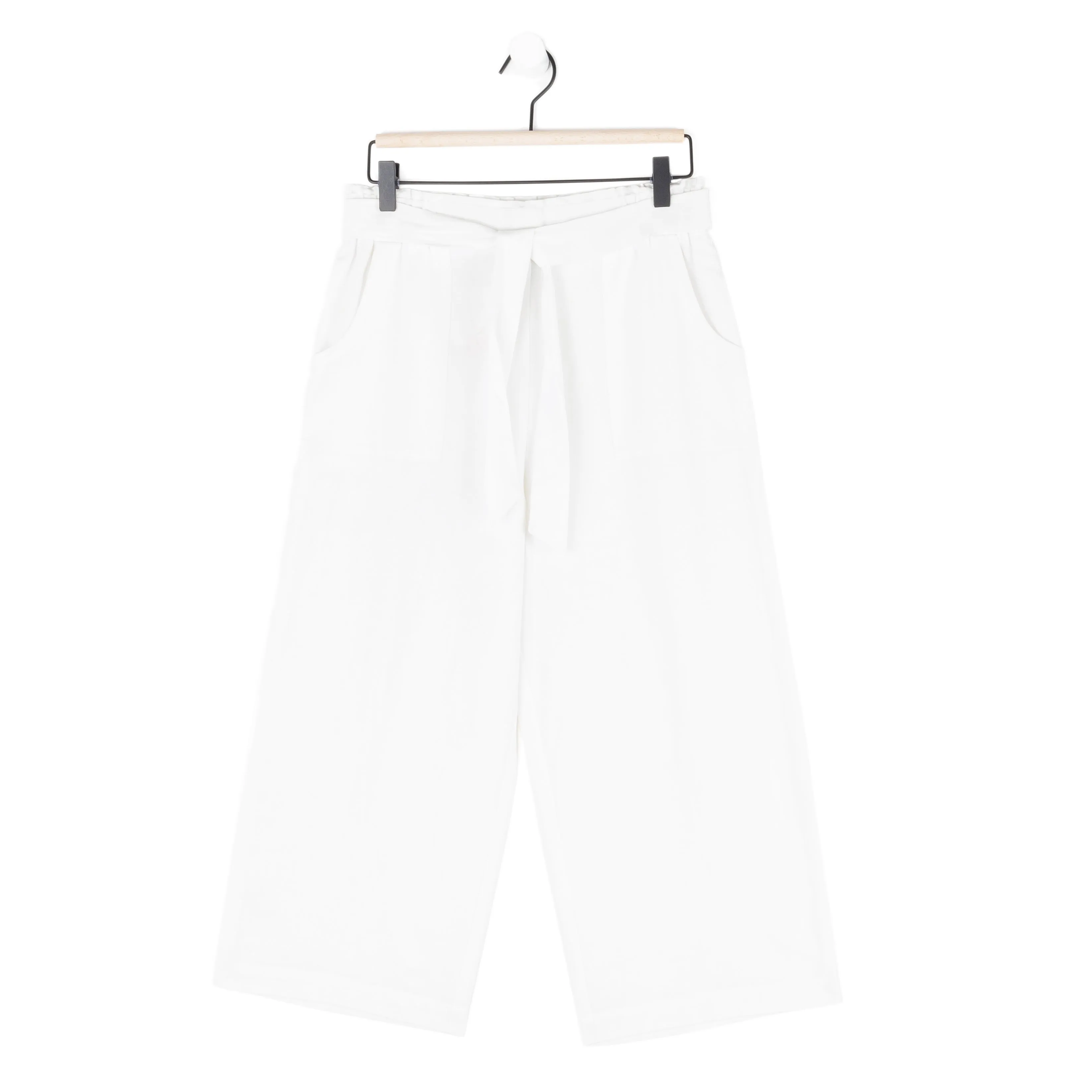 Linen Knit - Tie Waist Cropped Pant - Ivory - Final Sale!