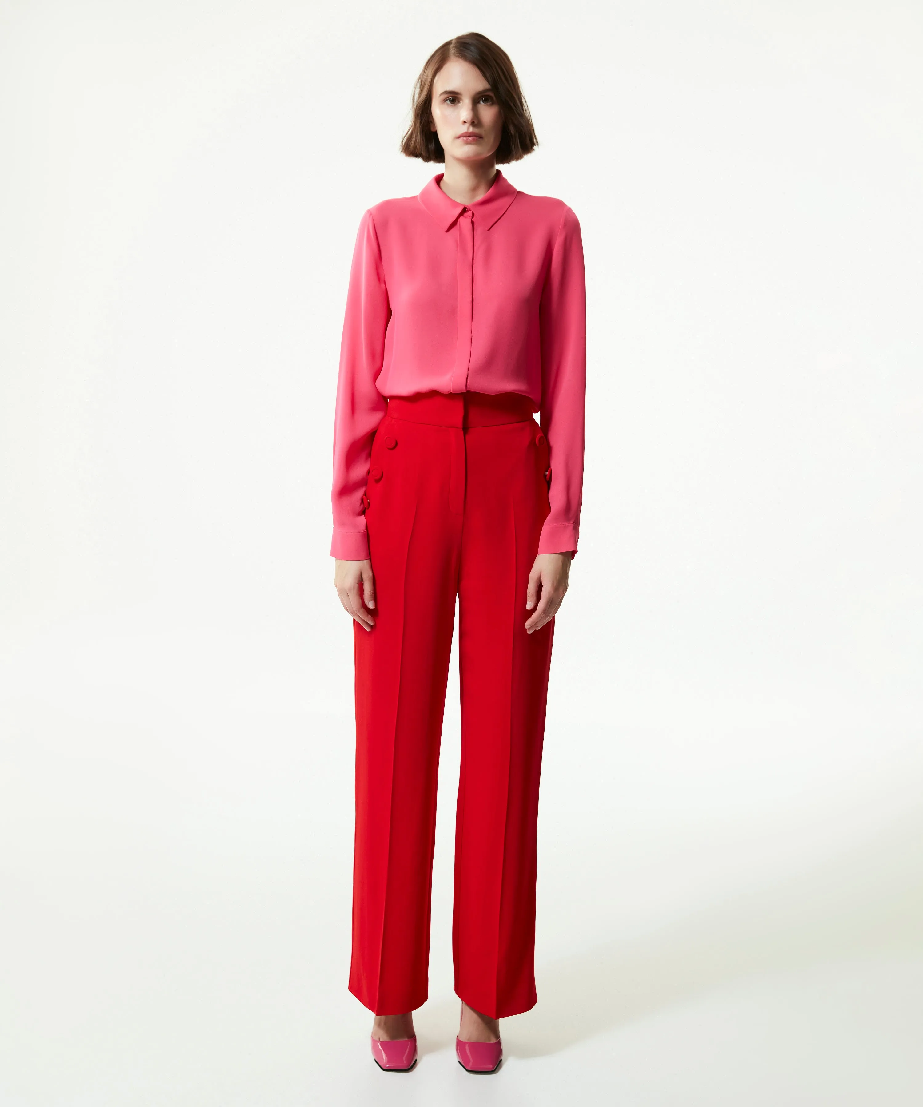 Machka Flowy Crepe Trousers Red