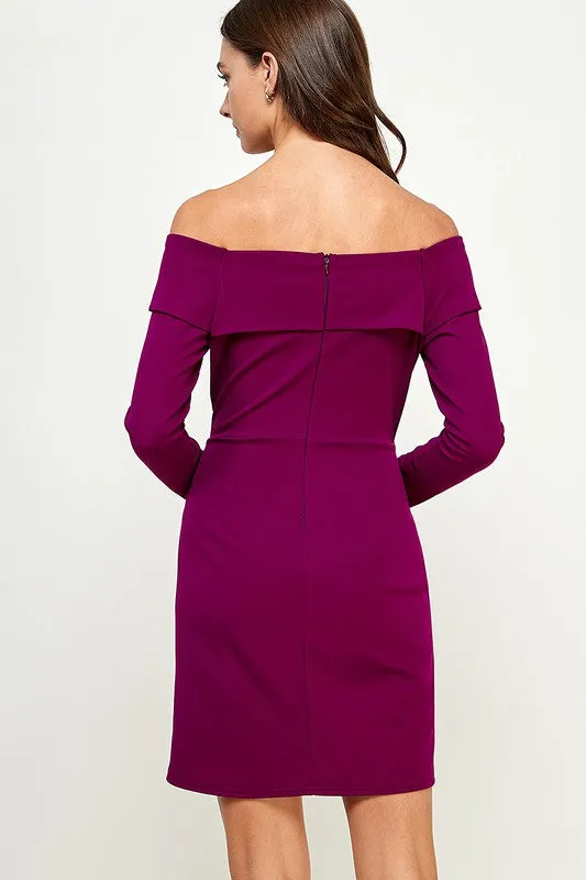 Magenta Off shoulder dress