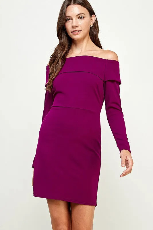 Magenta Off shoulder dress