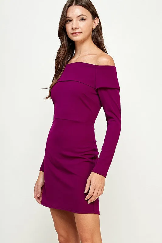 Magenta Off shoulder dress