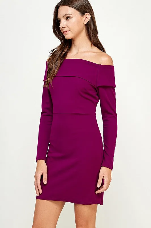 Magenta Off shoulder dress