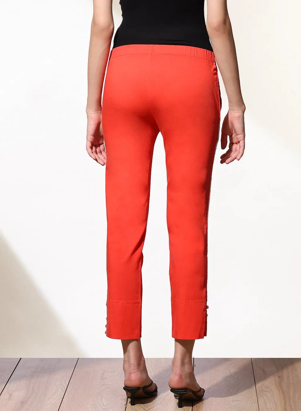 Mia Orange Relaxed Fit Pants for Women