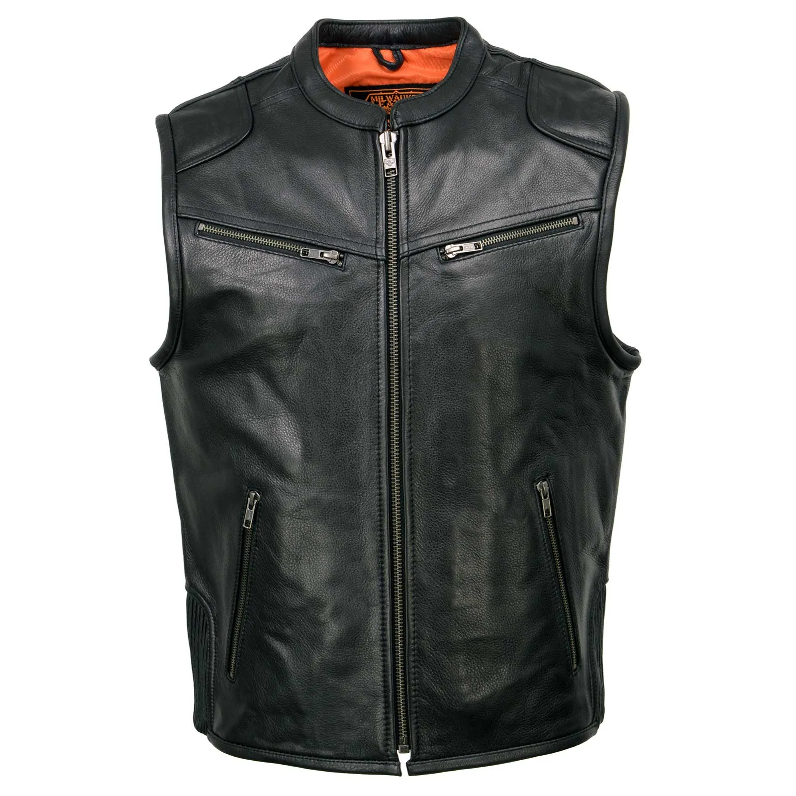 Milwaukee Leather MLM3502 Men's Black Cool-Tec Leather Vest Front