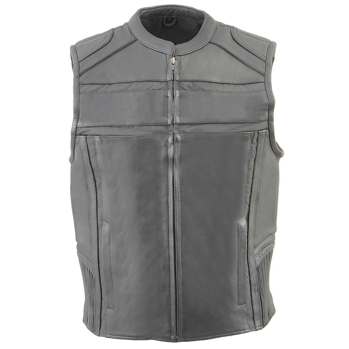 Milwaukee Leather MLM3560 Men's Black Leather Vest - Reflective Piping