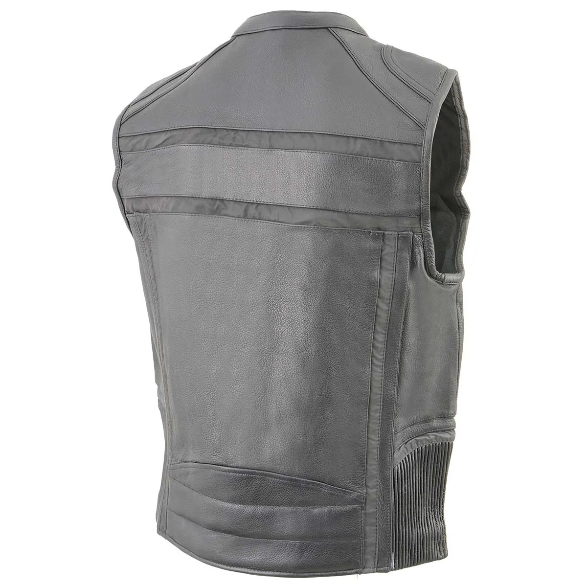 Milwaukee Leather MLM3560 Men's Black Leather Vest - Reflective Piping