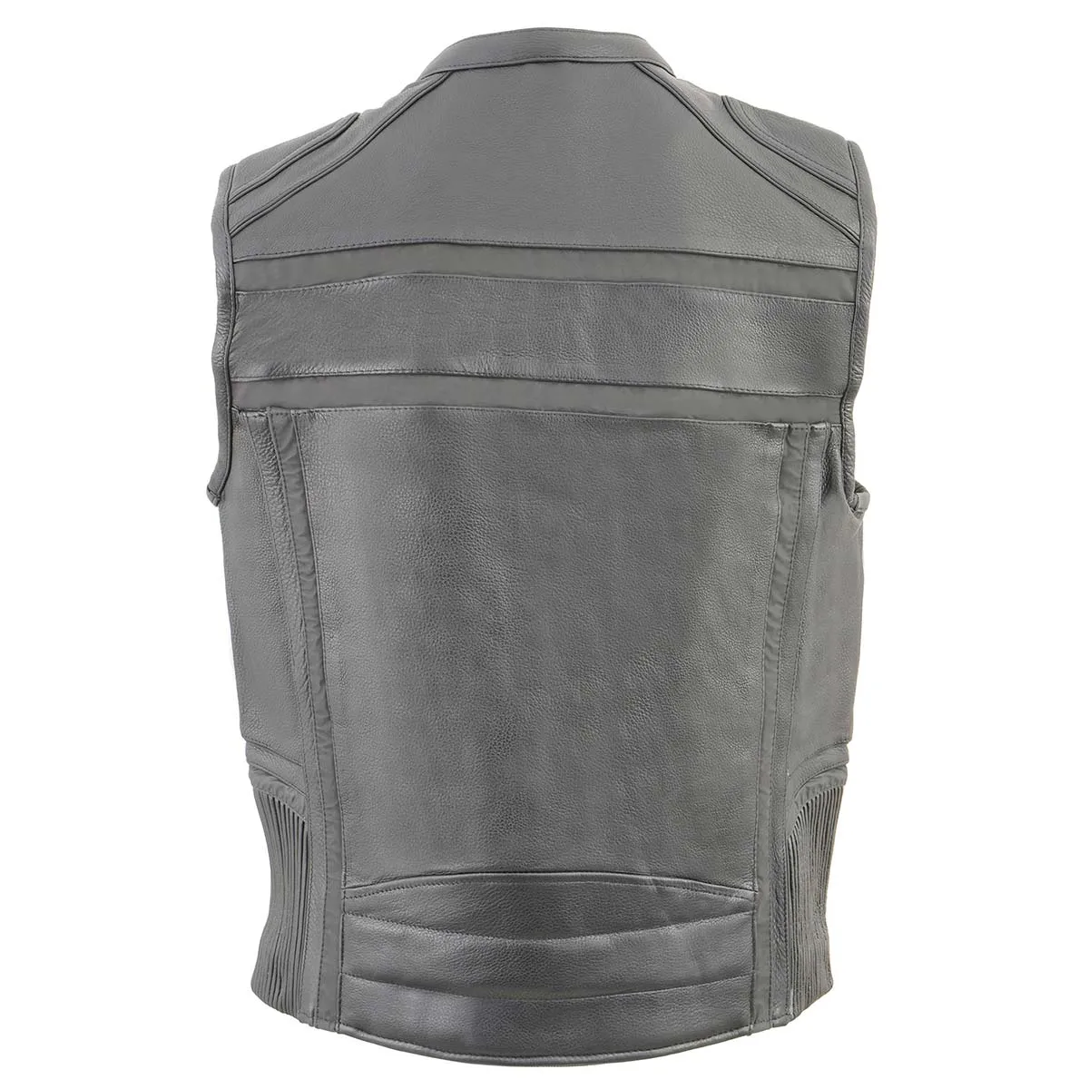 Milwaukee Leather MLM3560 Men's Black Leather Vest - Reflective Piping