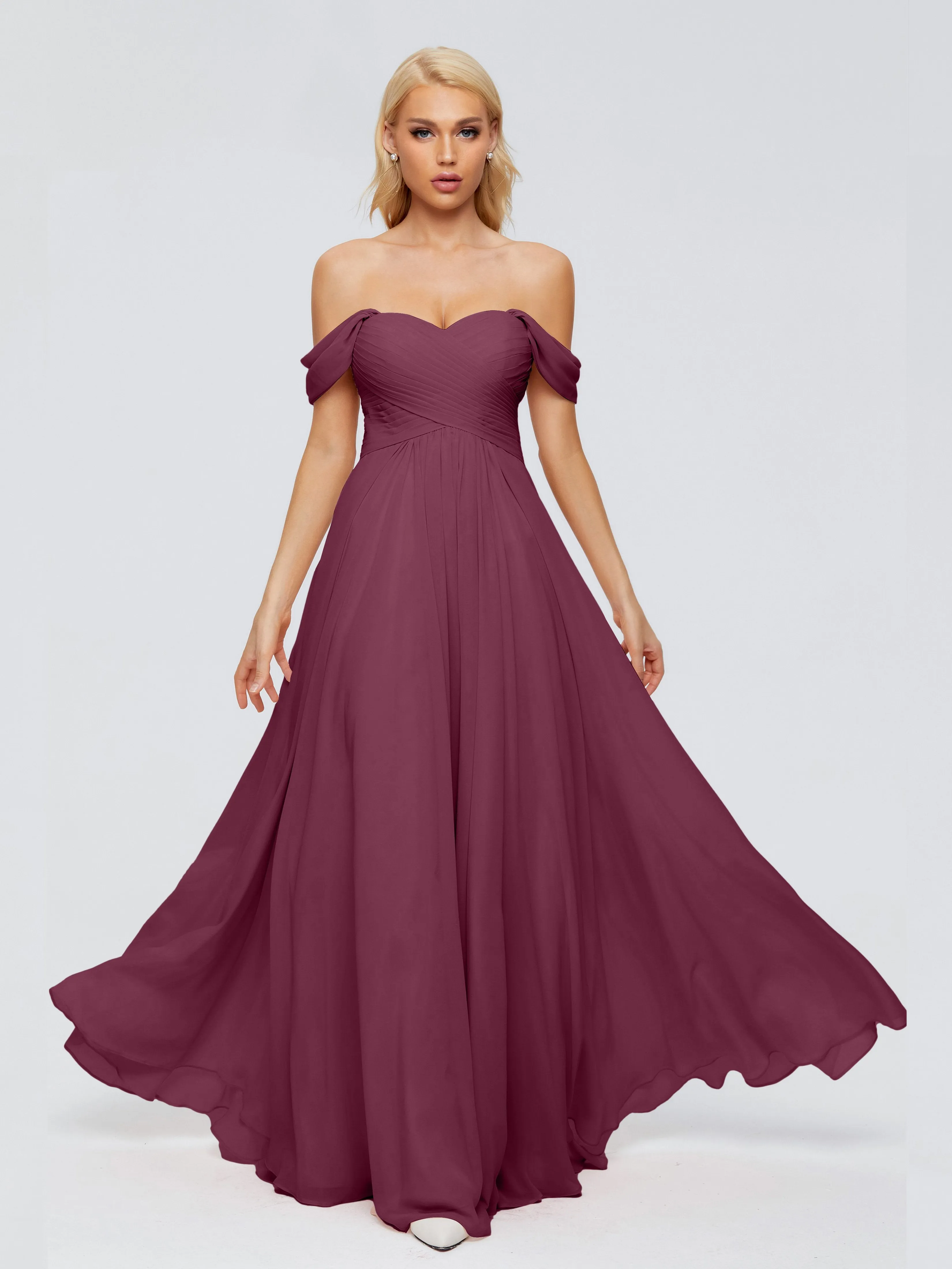 Mulberry Coloured Bridesmaid Dresses Trinity Gorgeous Off The Shoulder Long Chiffon Bridesmaid Dresses