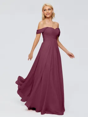 Mulberry Coloured Bridesmaid Dresses Trinity Gorgeous Off The Shoulder Long Chiffon Bridesmaid Dresses