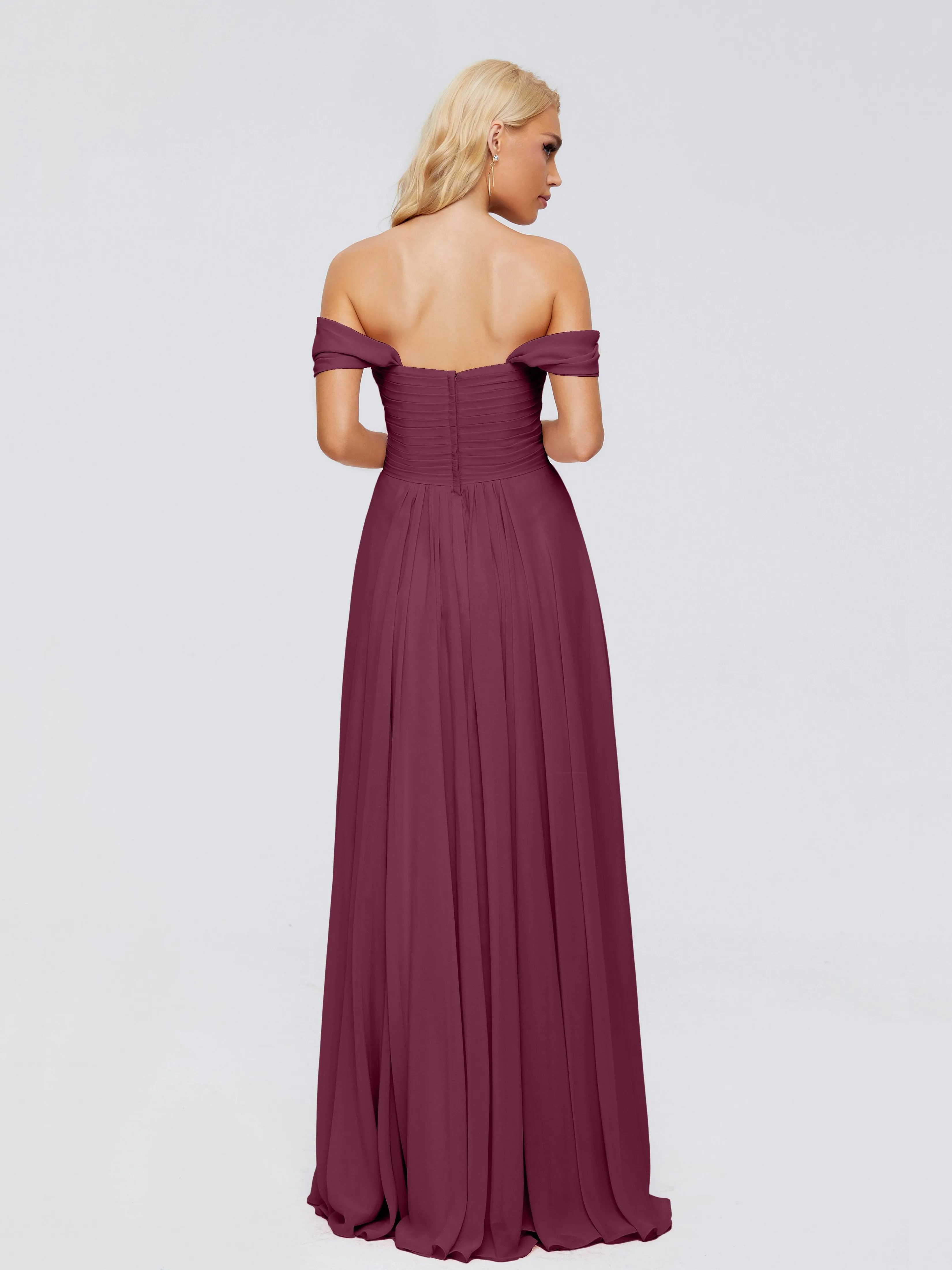 Mulberry Coloured Bridesmaid Dresses Trinity Gorgeous Off The Shoulder Long Chiffon Bridesmaid Dresses