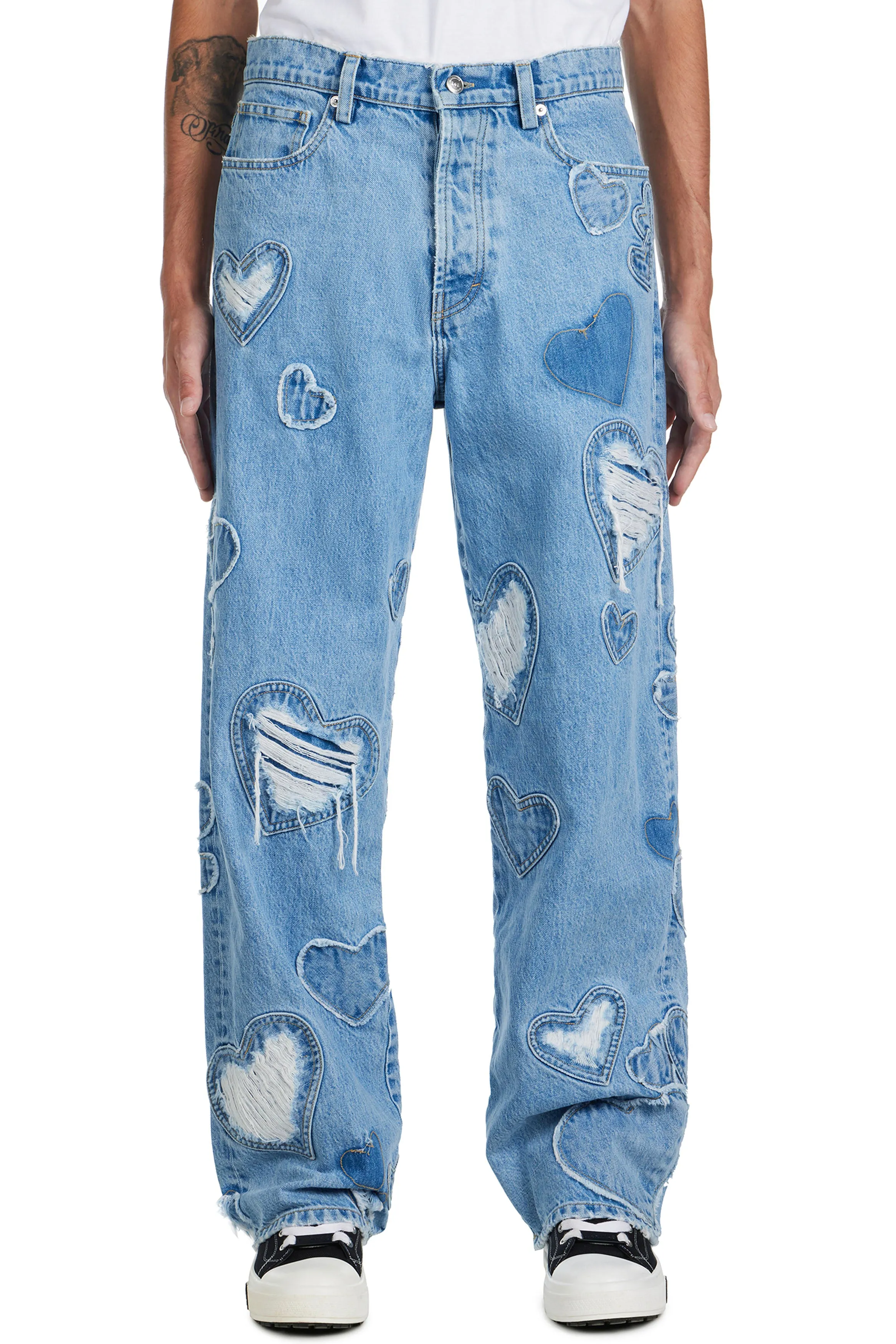 NAHMIAS | DENIM HEART PATCHWORK JEANS